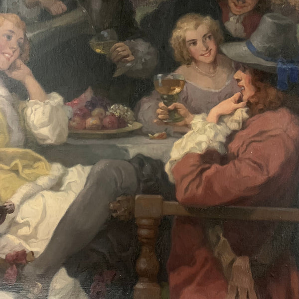Ölgemälde Sommerfest auf der Terrasse eines Landhauses festliche Gesellschaft von Rudolf A. Höger
