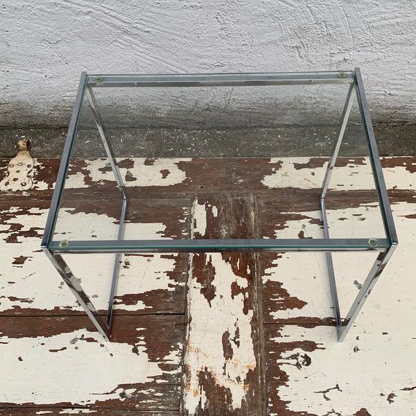 Vintage Beistelltisch Chrom und Glas