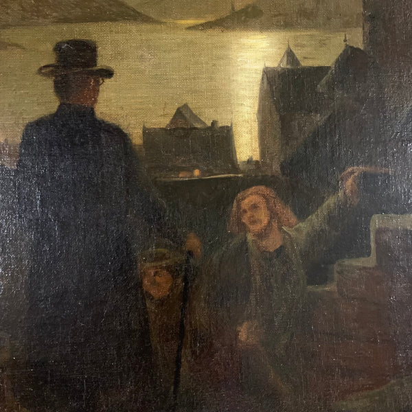 Ölgemälde Sommernacht am Rhein von Josef Burger