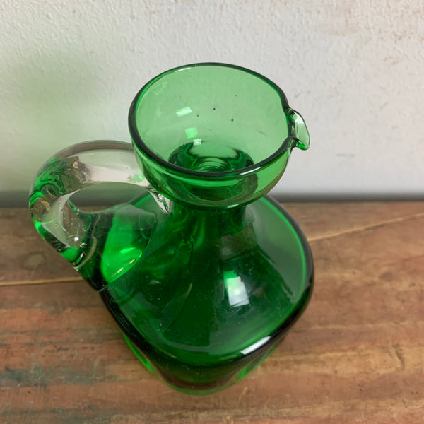 Vintage Glas Vase / Krug in grün