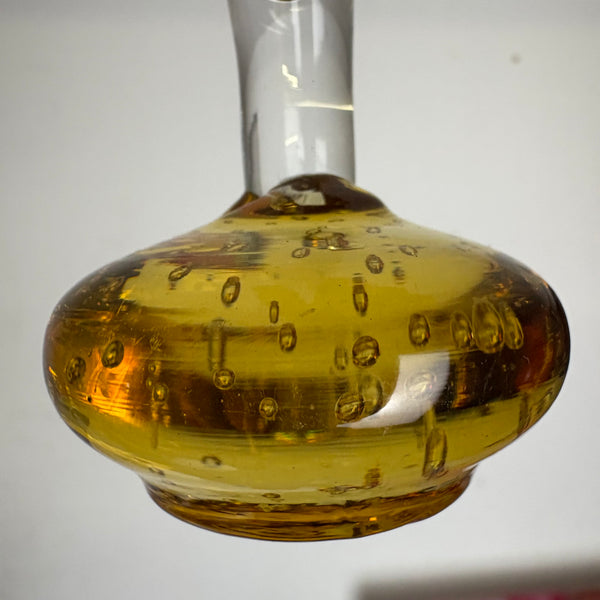 Orchideenvase Solifleurvase Stangenvase Kugelfuß mit Bubbles bernsteinfarben