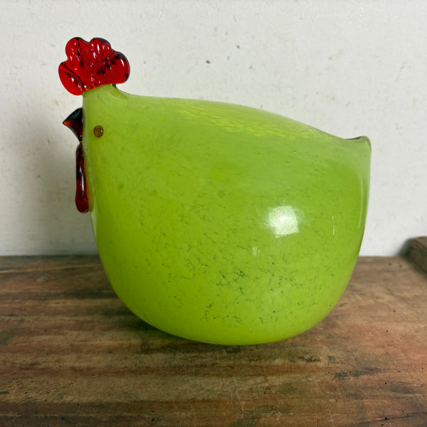 Vintage Kunstglas Skulptur Huhn von Villeroy und Boch