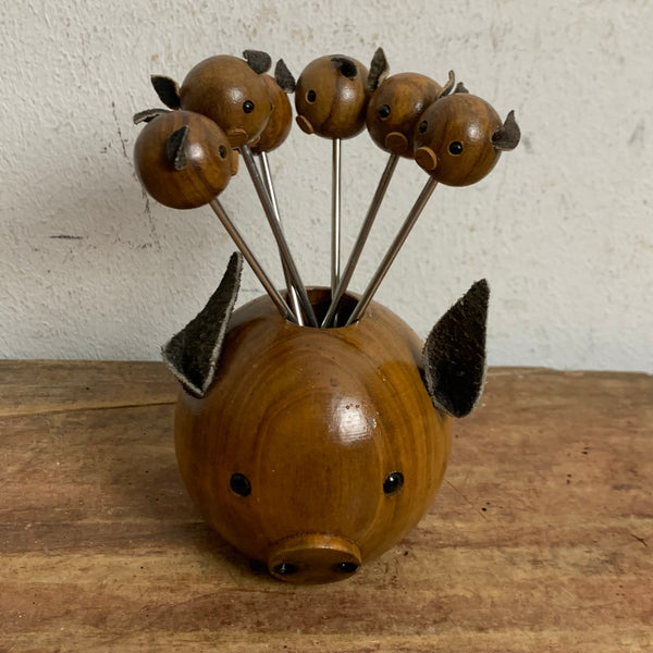 Mid Century Cocktail Gabeln Schwein