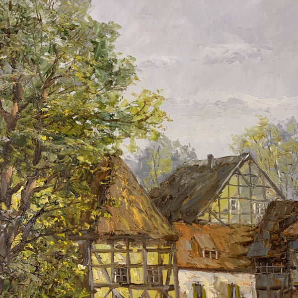 Ölgemälde Hessisches Dorf mit Pferdekutsche von August-Alexander Wendehals
