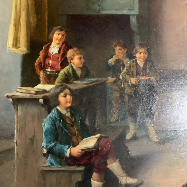 Ölgemälde Die ungehorsamen Schulbuben von Rudolf Jelinek