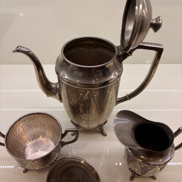 Vintage Jugendstil Tee Kaffee Service versilbert