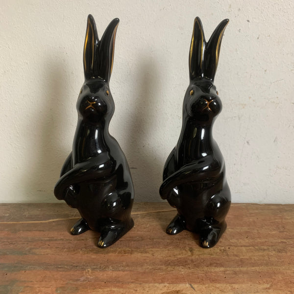 Vintage Porzellan Hase schwarz und Gold von Fürstenberg