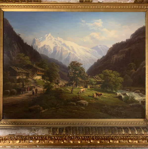 Ölgemälde Das Wetterhorn vor Interlaken von Adolf Chevalier