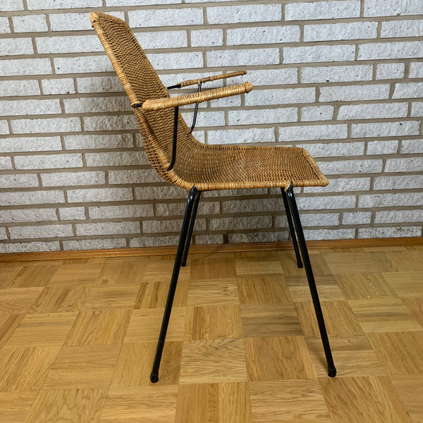 Vintage Basket Chair Korbstuhl mit Armlehnen von Gian Franco Legler