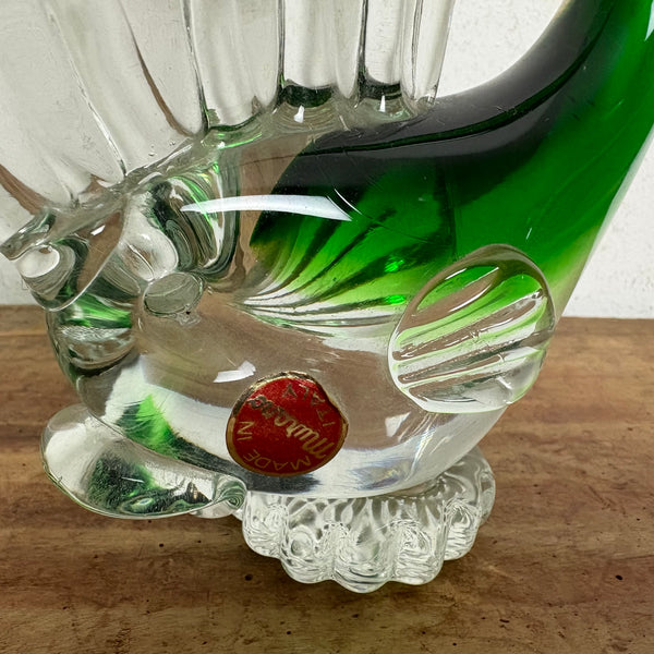 Vintage Murano Skulptur Fisch grün