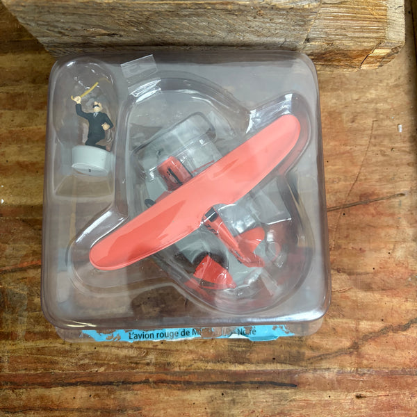 Modell Figur und Buch Tim und Struppi Das rote Flugzeug von Müller mit Detektiv Schulze aus Die schwarze Insel