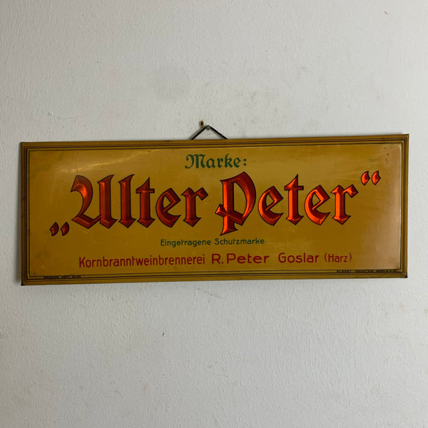 Vintage Blechschild Kornbranntwein Alter Peter