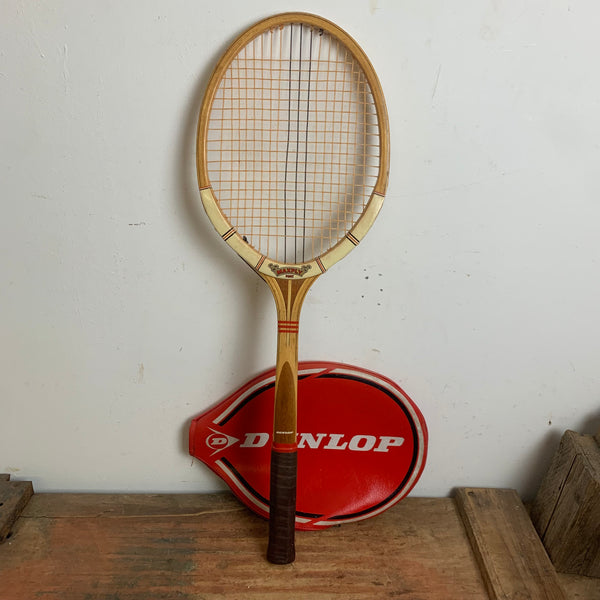 Vintage Holz Tennisschläger Dunlop mit Tasche