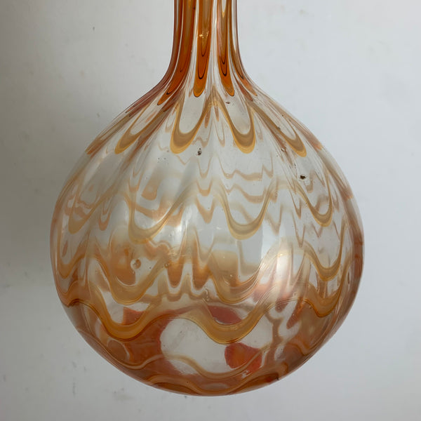 Vintage Mid Century Design Glas Vase mit Fadendekor Murano