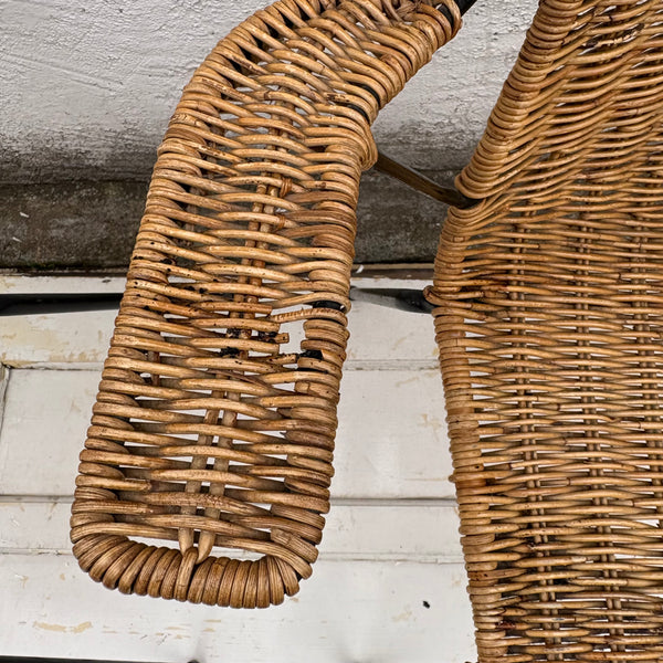 Zwei Vintage Basket Chair Korbstuhl mit Armlehnen von Gian Franco Legler