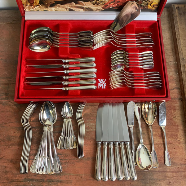 Vintage Tafelbesteck Augsburger Faden von WMF für 12 Personen