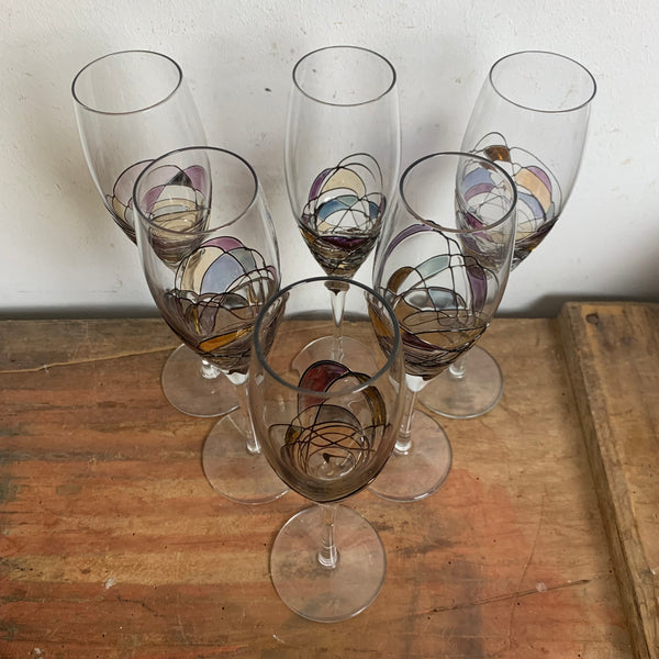 6 vintage Sektgläser Tiffany Style von K&K Styling
