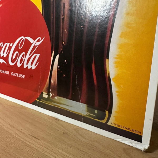 Vintage sehr seltenes Werbeschild Coca-Cola Sprite Boy mit Kronkorken