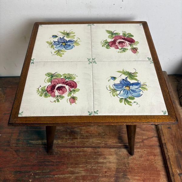 Mid Century Blumenbank Nierentisch mit Fliesen