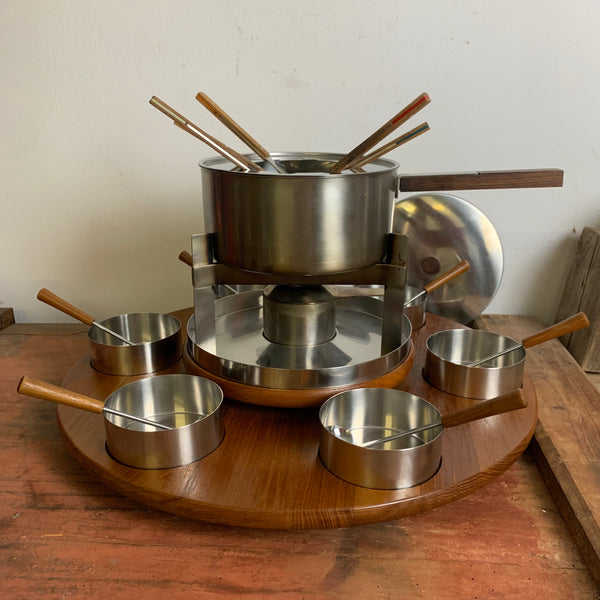 Vintage Fondue Set von Arne Jacobsen für Stelton Denmark