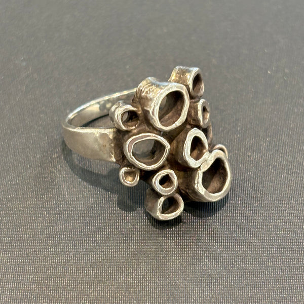 Vintage Brutalistischer Design Silber Ring Reindeer Moss