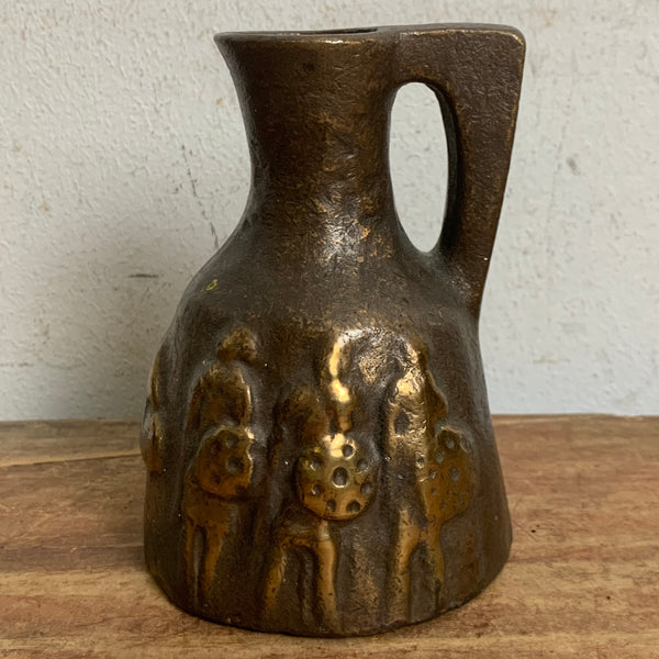 Vintage Design Relief Vase Krug Ritter Motiv aus Bronze von Horst Dalbeck