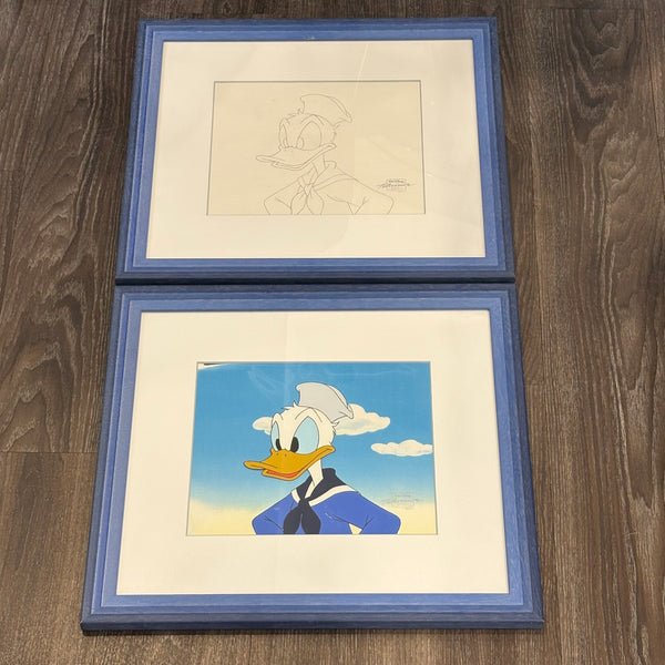 Vintage original Donald Duck Animation-Cel und Bleistiftskizze