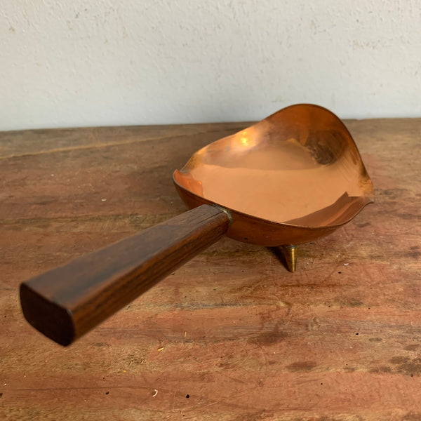 Mid Century Aschenbecher aus Kupfer, Messing und Holz