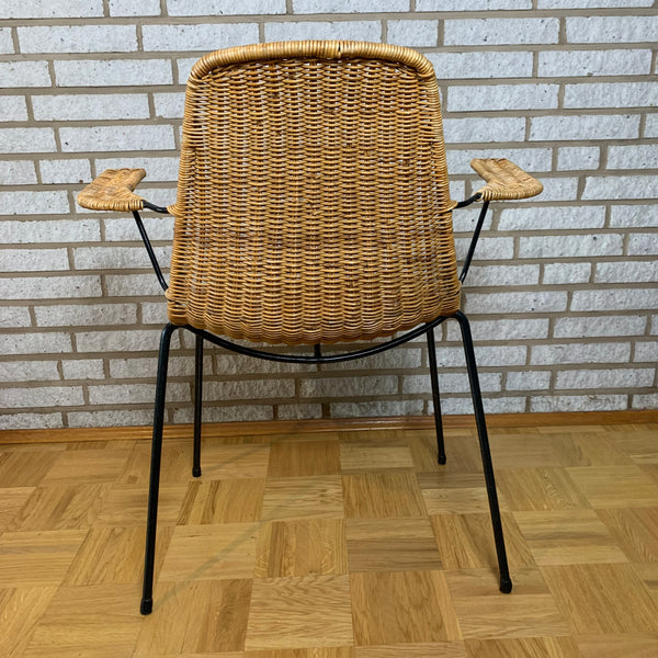 Vintage Basket Chair Korbstuhl mit Armlehnen von Gian Franco Legler