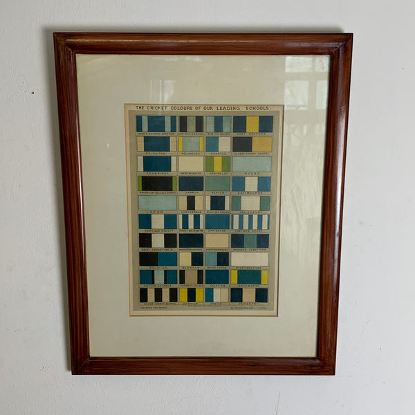 Antike Lithografie The Cricket Colours of our Leading Schools