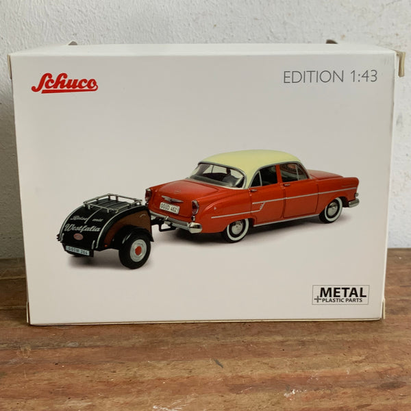 Modellauto Opel Kapitän mit Anhänger von Schuco OVP
