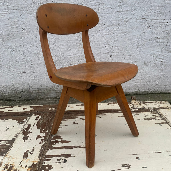 Vintage Mid Century Kinder Drehstuhl aus Holz