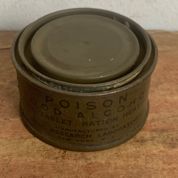Blechdose Rationsdose für Holzalkohol-Heizgerät der US Army aus dem Zweiten Weltkrieg