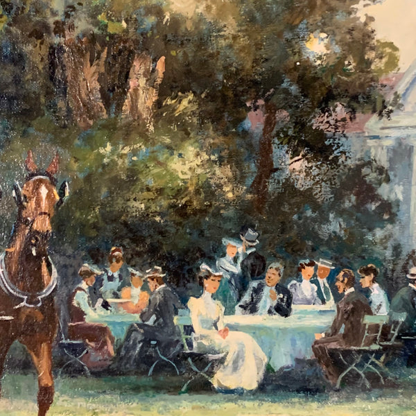 Ölgemälde Gesellschaft im Englischer Garten München von Alfred Otto Lier