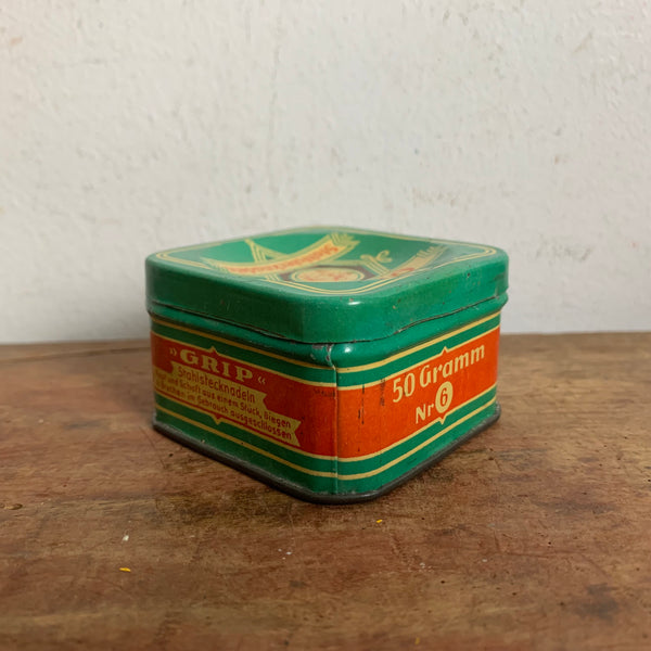 Vintage Blechdose Stahlstecknadeln Grip