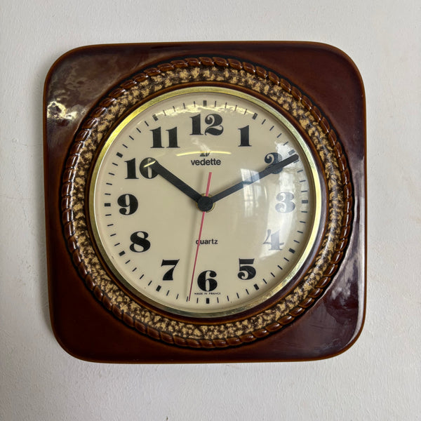Vintage Keramik Wanduhr von Vedette