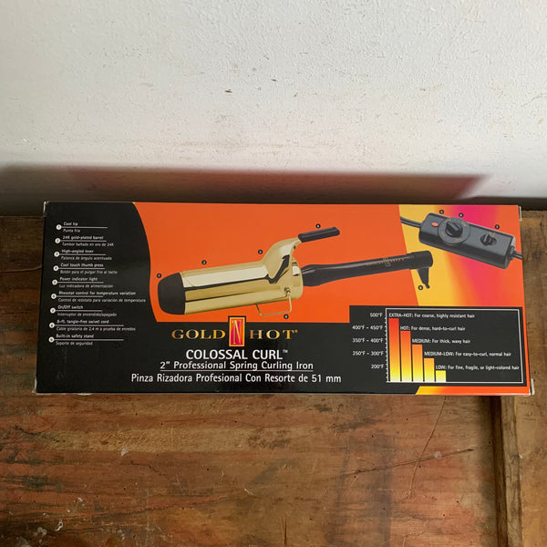 Vintage Style COLOSSAL CURL Professional Spring Curling Iron vergoldet neu OVP