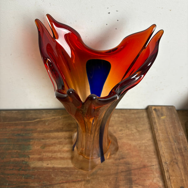 Vintage große Glas Vase aus Murano