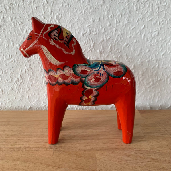 Vintage Dalapferd orange rot 13,5 cm
