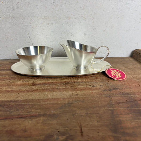 Vintage Milchkännchen Zuckertopf und Tablett von WMF