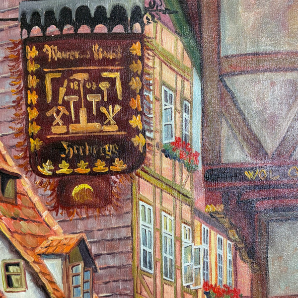 Ölgemälde Der Potthof Altstadt in Hannover von Heinz Lessentin