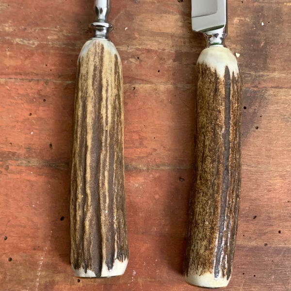 Vintage Jagd Besteck Baron mit Hirschhorn Griff von Solingen