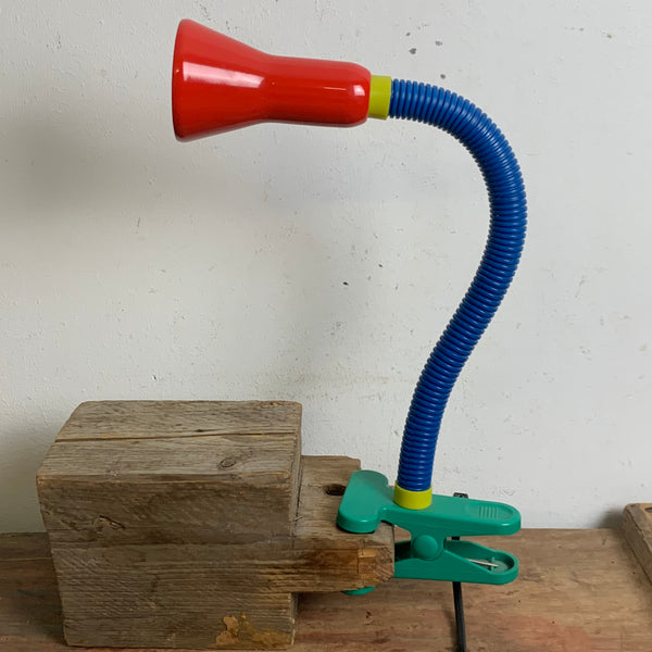 Vintage Klemmlampe mit Schwanenhals im Memphis Style von Trio Leuchten