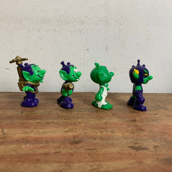 Vintage 4 x Astro Sniks Snik Figur von Bully lila grün