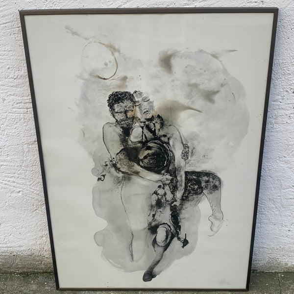 Vintage Öl Feuer Bild des Malers Eckhard Das Paar 26/99