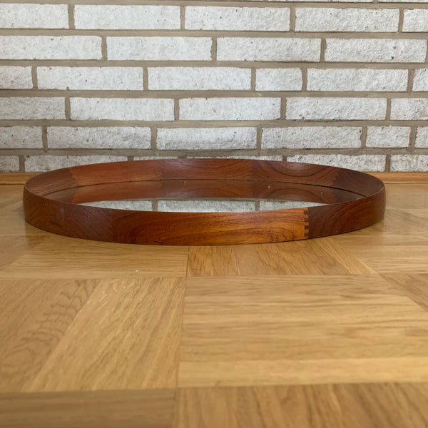 Vintage runder Teak Wandspiegel von Th. Poss' Eftf. Copenhagen