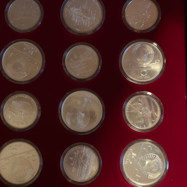 28 Silbermünzen Olympische Spiele 1980 UdSSR Moskau 5 und 10 Rubel