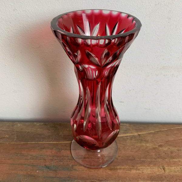Rote Bleikristall Vase
