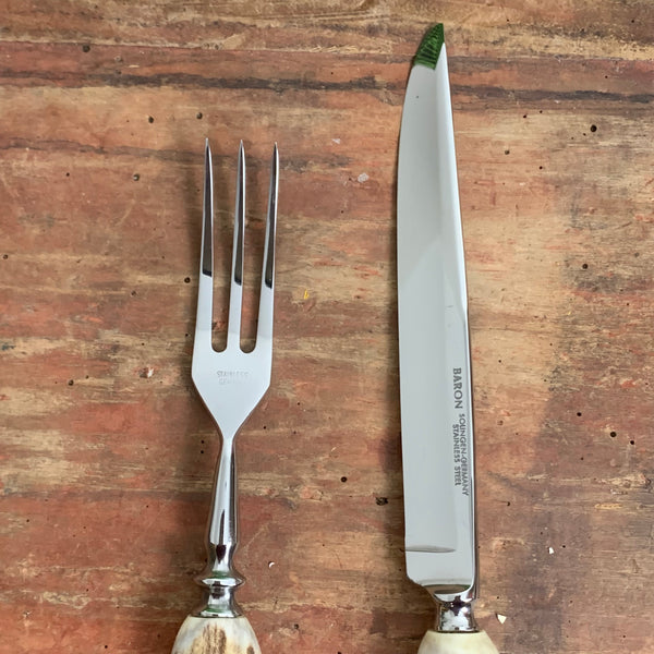 Vintage Jagd Besteck Baron mit Hirschhorn Griff von Solingen