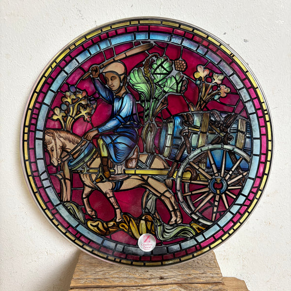 Vintage Buntglas Teller Der Winzer Charters St. Lubin Kirchenfenster